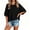 Black, variant on Summer Oversize Women Solid Color Half Sleeve Loose Shirt Tee Casual Tops
