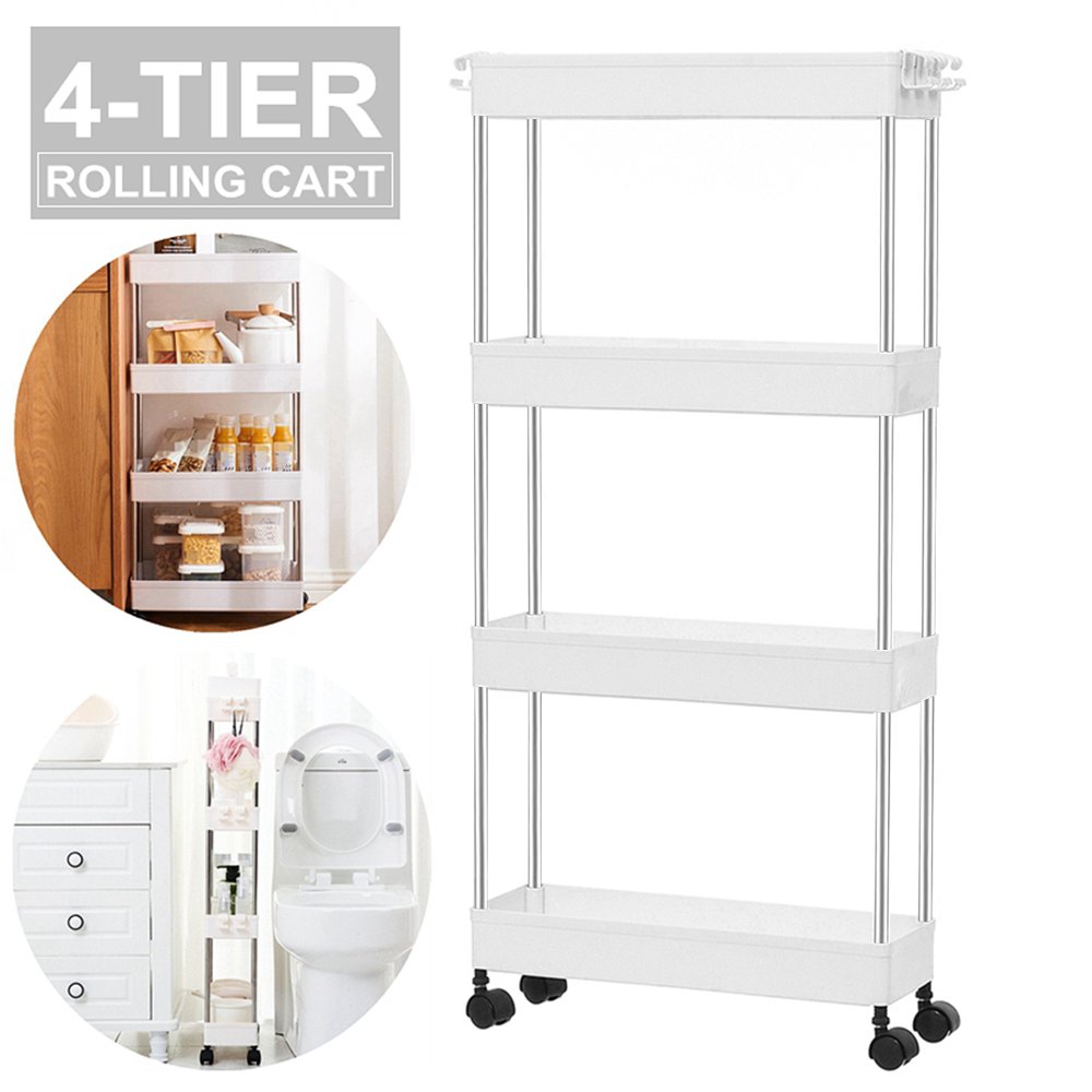 4Tier Rolling Cart Gap Kitchen Slim Slide Out Storage Tower Rack with