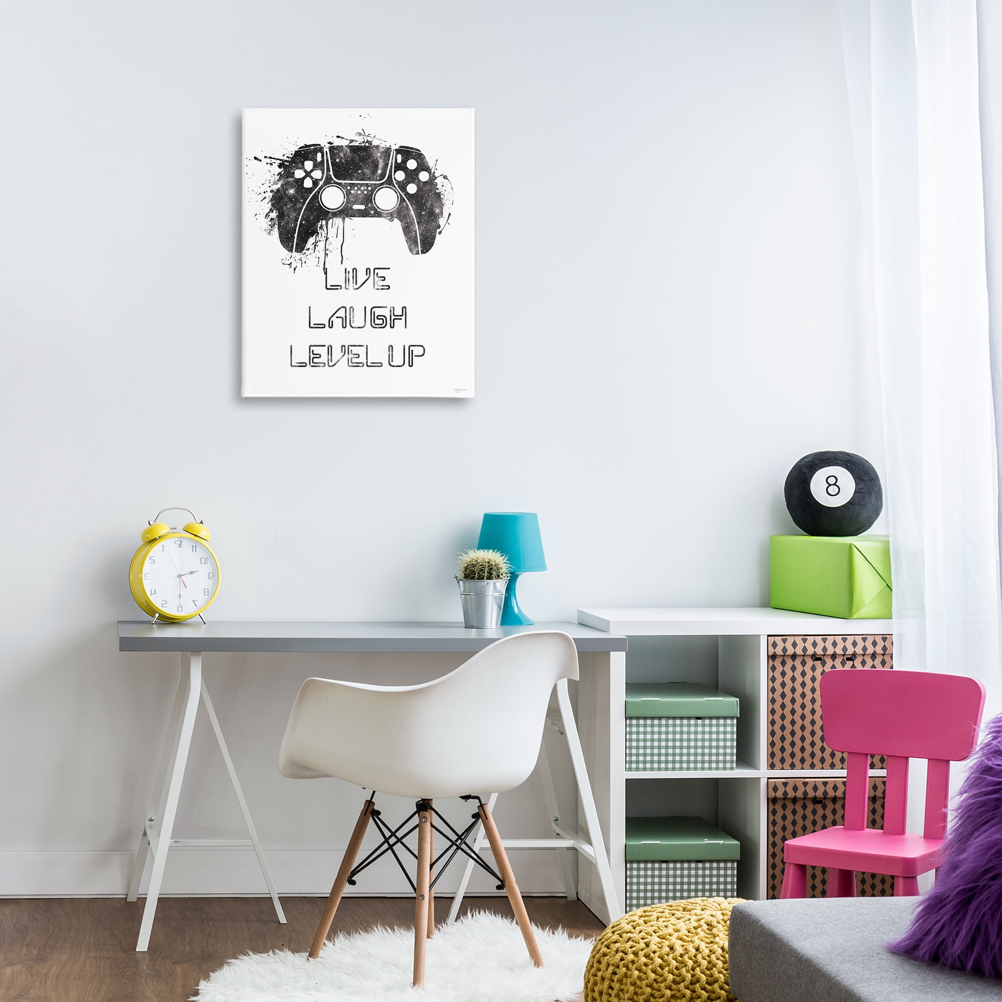 Stupell Industries Live Laugh Level Up Typography Painting Gallery Wrapped Canvas Art Print Wall Art, 24 x 30