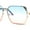 Gold - Blue Red, variant on Womens Ribbon Jewel Designer Style Rimless Oversize Rectangle Sunglasses Gold - Blue Red