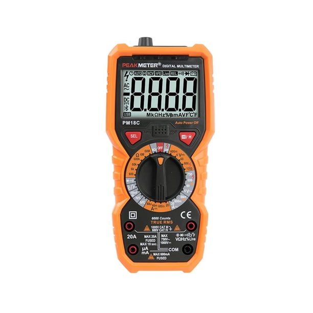 Mini Multímetro Digital Portátil De Mano Multifunción Medidor De Alta Precisión Voltaje Corriente Resistencia Capacitancia Probador Voltímetro Calibre Naranja Pm18C Moyic TO002829-00