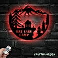 thumbnail image 2 of Craftnamesign Custom Lake Camp Metal Wall Art LED Light, Camping Metal Sign, Camping Wall Decor, 2 of 5