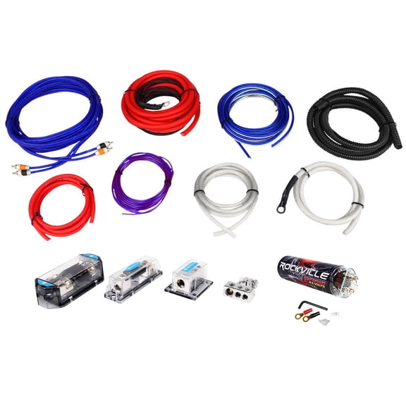 Rockville RDA0 4K 0 4 Gauge Dual Amplifier Installation Kit 2 Farad Capacitor