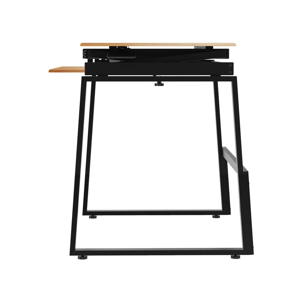 Rocelco 40" Mobile Large Height Adjustable Standing Desk - Teak Wood Grain