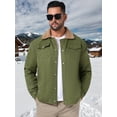 thumbnail image 5 of DARING DIVA Collared Button Front Fleece Lining Cargo Trucker Jacket L Olive Green, 5 of 7