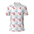 thumbnail image 2 of Daiia Red Squirrel And Blue Rabbit Pattern Men’s Polo Shirts,Solid Deck Shirt,Classic Fit, Breathable Cotton Polo for Casual and Sport Wear-XX-Large, 2 of 9