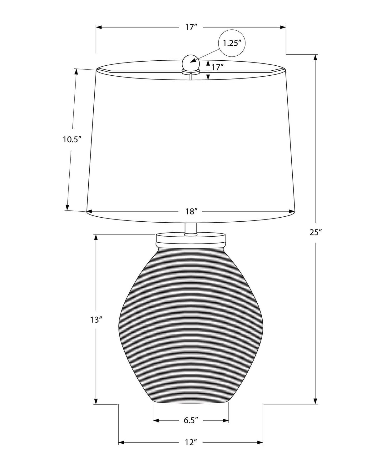 Monarch Specialties Lighting, 25"h, Table Lamp, Cream Concrete, Beige Shade, Contemporary