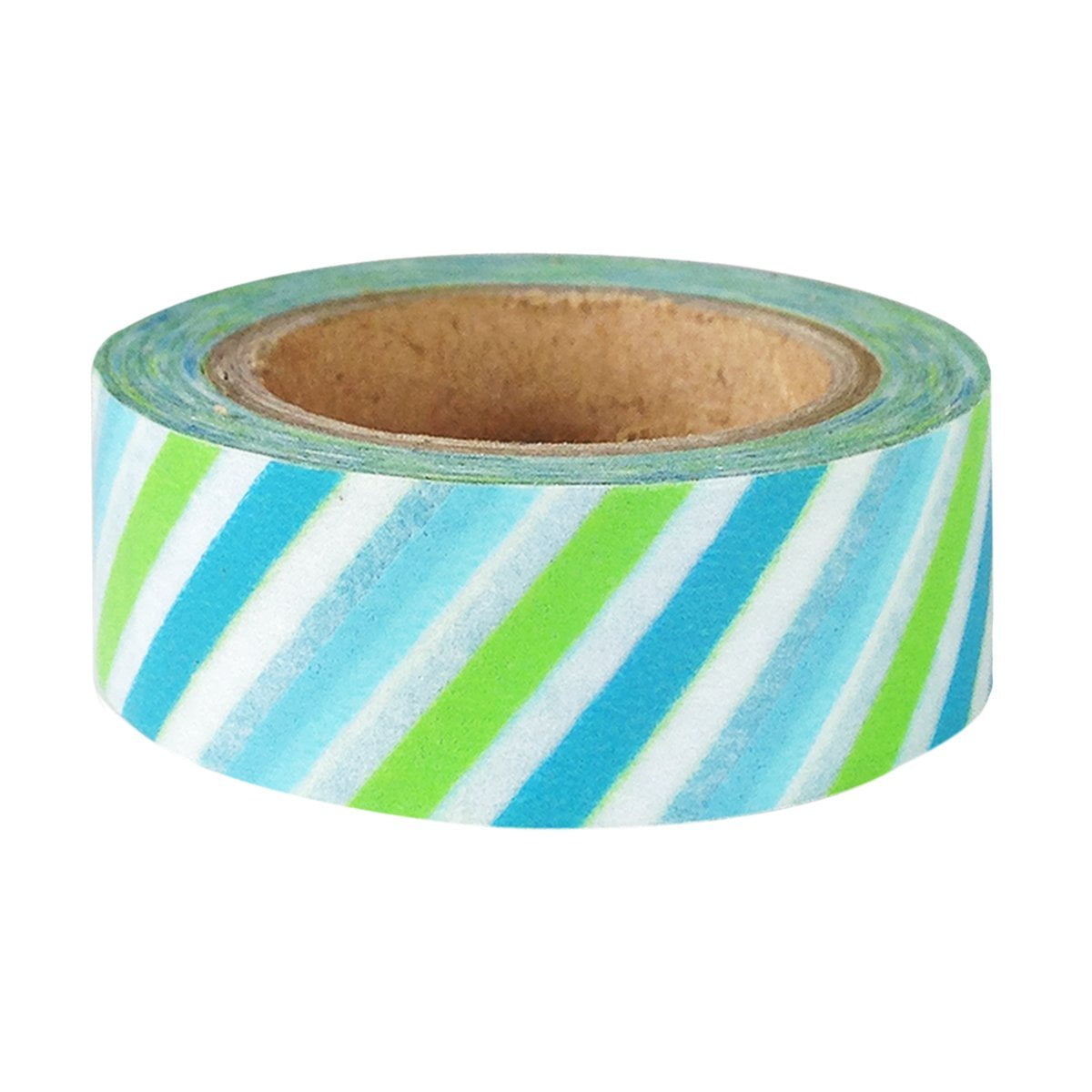 Wrapables Striped Japanese Washi Masking Tape Diagonal Blue & Green