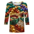 thumbnail image 4 of QATAINLAV 2025 Mardi Gras Shirt for Women O-Neck Loose Blouses Trendy Pullover Casual 3/4 Sleeve Tops Party Mask Printed Tshirts Multicolor S, 4 of 6