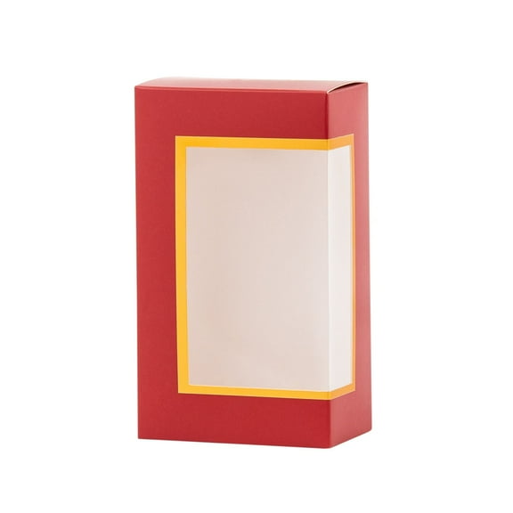 Maroon Decorative Pastry Boxes with Window 3.5 x 2 x 6 inch Treat Boxes 12 pack