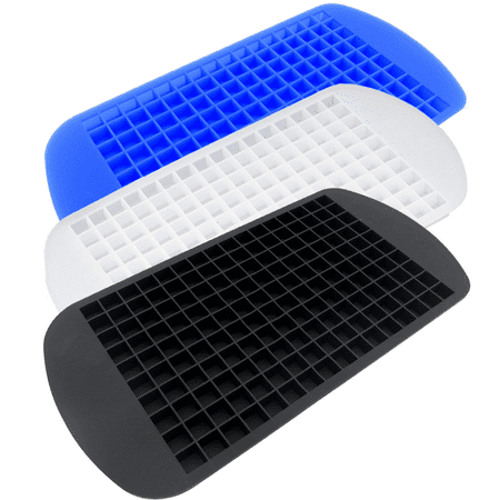 

Silicone Mini Ice Cube Trays 3 Pack 160 Crushed Ice Cube Molds Easy Release Small Ice Cube for Chilling Whiskey Cocktail Blue+White+Black