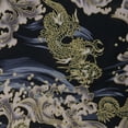 thumbnail image 4 of YsXoWiui 2 Meters Metallic Gold Asian Dragon Cotton Fabric Sewing Craft Deep Blue, 4 of 9