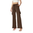 thumbnail image 2 of Flare Yoga Pants for Women Cargo Style High Waisted Stretchy Casual Gym Lounge Pants Brown M, 2 of 5