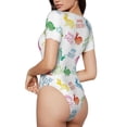 thumbnail image 2 of Pofeuu Happy Easter Rabbit Print Short Sleeve Body Suits Women Round Neck Bodysuits for Women Onesie Adult Set Body Suit-XX-Large, 2 of 7