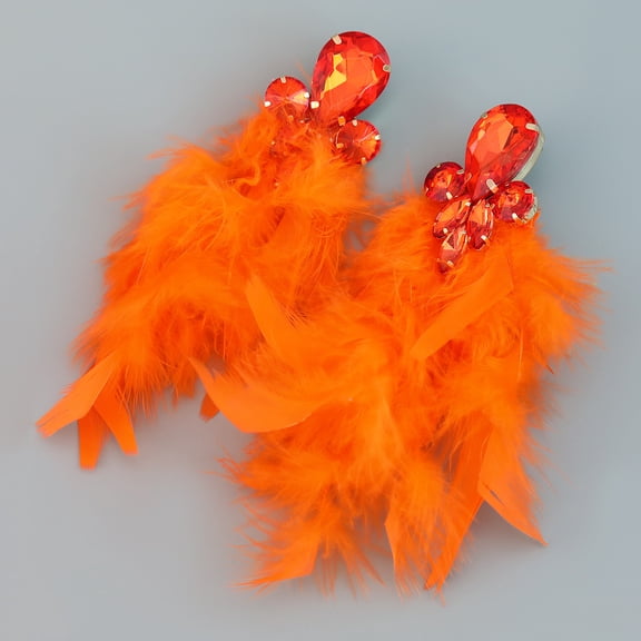 Namzi Boho Feather Tassel Earrings Long Drop Dangle Feather Earrings, Party Earrings,Style A,Orange
