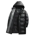 thumbnail image 3 of Chaqueta de plumón para hombre, chaqueta de cuero con plumón de pato, capucha extraíble, ropa de diseñador con relleno para hombre, chaquetas acolchadas ligeras para hombre, 3 of 5