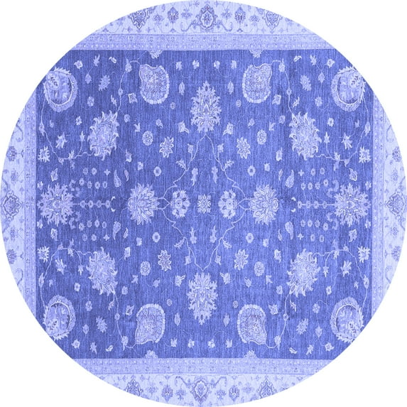 Ahgly Company Indoor Round Oriental Blue Traditional Area Rugs, 3' Round