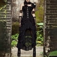 thumbnail image 5 of Falda estilo punk rock steampunk de encaje negro para mujer, vestido irregular, disfraz de cosplay (L), 5 of 5