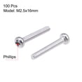 thumbnail image 2 of Unique Bargains M2.5x16mm Machine Screws Pan Phillips Head Screw Fasteners Bolts 100Pcs, 2 of 5