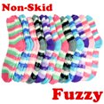 thumbnail image 3 of Glory Max Women's Soft Cozy Fuzzy Socks Non-Skid Striped Fluff Plush Home Slipper Socks - 12 Pairs, 3 of 6