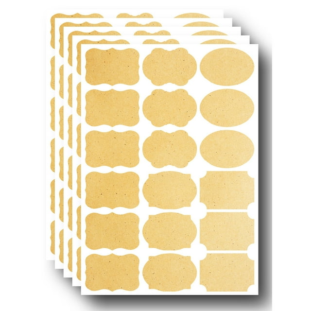 Kraft Labels - Adhesivo de papel kraft autoadhesivo ecológico, varios tamaños, adhesivo de pizarra, adhesivo de papel kraft en blanco para el hogar, tarros de albañil, regalo, 10 hojas TUNC Sencillez