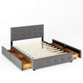 thumbnail image 3 of PAPROOS Queen Platform Bed Frame with Storage, Upholstered Platform Bed with Tufted Button Headboard and 4 Drawers, No Box Spring Needed, Queen Size Bed Frame for Adults, Light Gray, 3 of 10