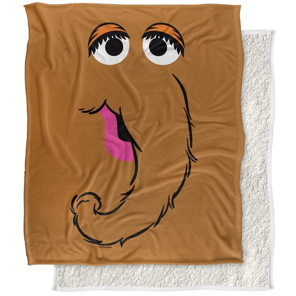 Sesame Street Blanket, 50"x60", Snuffleupagus Face Silky Touch Sherpa Back Super Soft Throw Blanket