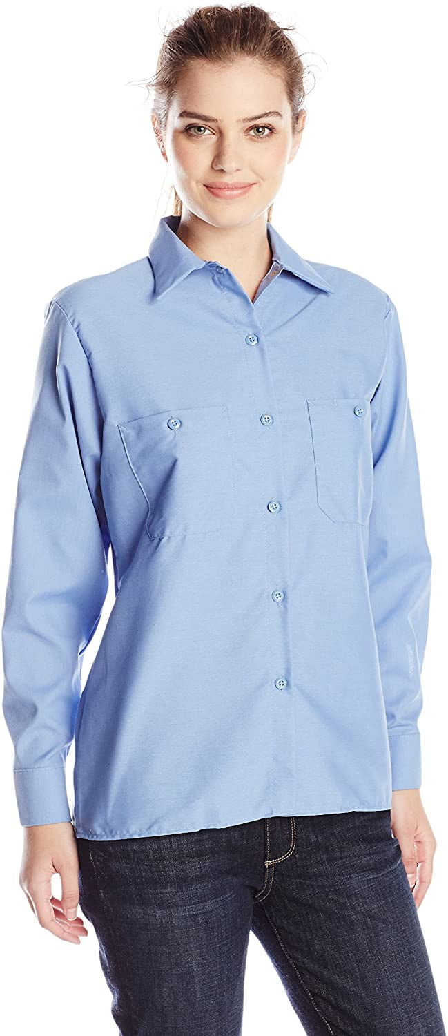 Red Kap Women's Long Sleeve Industrial Work Shirt, Blue, Small