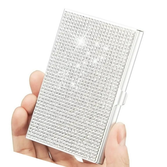 Rhinestones Business Card Case Metal Business Card Case Card Wallet 93x61mm