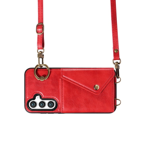 Crossbody Case for Samsung Galaxy S23 FE 5G, Adjustable Shoulder Strap 47" / 1.2m, Finger Ring Holder with 6 Card Slots