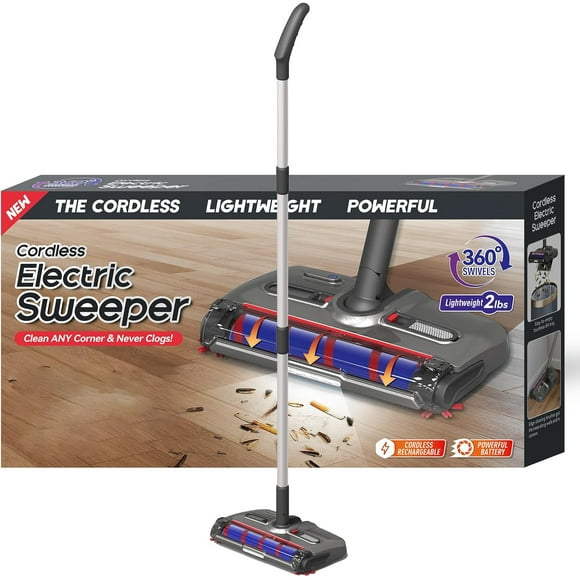 Swivel Cordless Sweeper, Floor Sweepers Cordless Rechargeable, Electric Sweeper Rechargeable, Broom Sweeper Electric Broom for Home