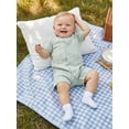 thumbnail image 5 of BemeyourBBs Newborn Baby Girl Summer Clothes Knit One Piece Romper Outfits Infant Crew Neck Short Sleeve Snap Button Knit Jumpsuit, 5 of 9
