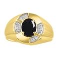 thumbnail image 1 of RYLOS 14K Yellow Gold Ring 8X6MM Oval Gemstone & Diamond Unisex Rings Cabochon Onyx October Birthstone Ring Size 8, 1 of 7