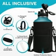 thumbnail image 6 of 64 oz Insulated Water Bottle with Straw - Bottle Sleeve, Paracord Handle, Triple Wall Half Gallon Water Bottle Cold for 48h, 1/2 Gallon Sports Jug, 6 of 9