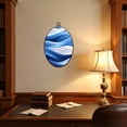 thumbnail image 4 of Canvas Wall Art Blue White Stripe Decorative Decor Wave Patterns Repetitive Lines Oval Framed Canvas Prints Vintage Wall Hanging Decor for Home Decorations 8.6"x11.4", 4 of 7