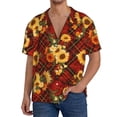 thumbnail image 1 of Fotbe Red Plaid Sunflower Camisa Estampada de Manga Corta para Hombre, Casual de Verano, Estilo Playero, Sin Arrugas-3X-Large, 1 of 5