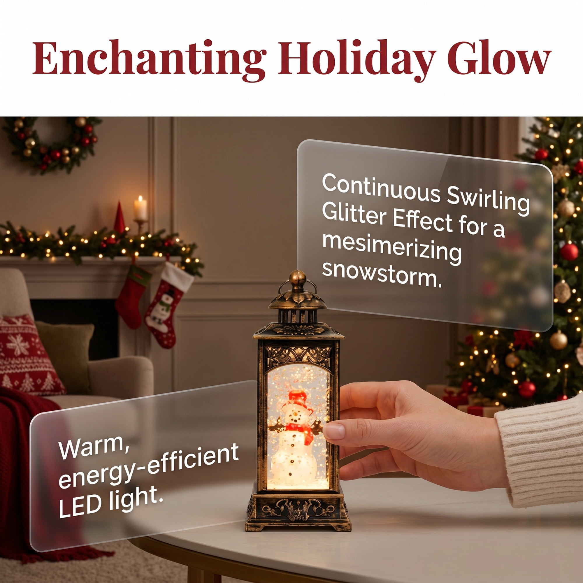 Unique Bargains Christmas Light Up Crystal Ball Mini LED Glitter Sphere Orb Brown Style X
