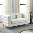 thumbnail image 2 of 60"Oversized 2 Seater Sectional Sofa  with Sturdy Gold Polished Metal Legs, Teddy Upholstered Sofa with Solid Wood Frame, Deep Seating Sofa with 3 Throw Pillows for Living Room and Apartment, Ivory, 2 of 9