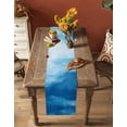 thumbnail image 5 of ERUNPONLY Coastal Sky Blue Table Runner - 90 Inch Long Summer Nautical Ocean Wave Cotton and Linen Blended Dress Scarves Farmhouse Table Runner for Kitchen Dining, Coffee Table, 13"x90", 5 of 8