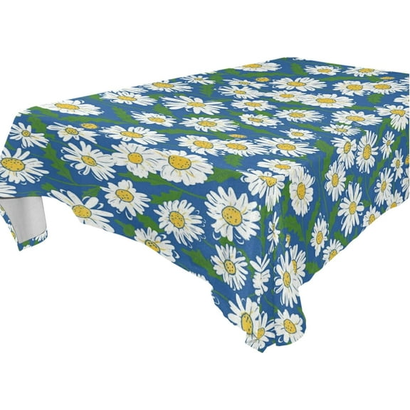SKYSONIC Daisy Flower Tablecloth Waterproof Washable Polyester Square Table Cover Durable Tablecloth for Kitchen Dining Table Party Decor (54 X 54 Inch)