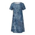 thumbnail image 4 of Pntutb Rollback Women Summer Dress Casual O-Neck Short Sleeve Folding Floral Dresses, 4 of 6