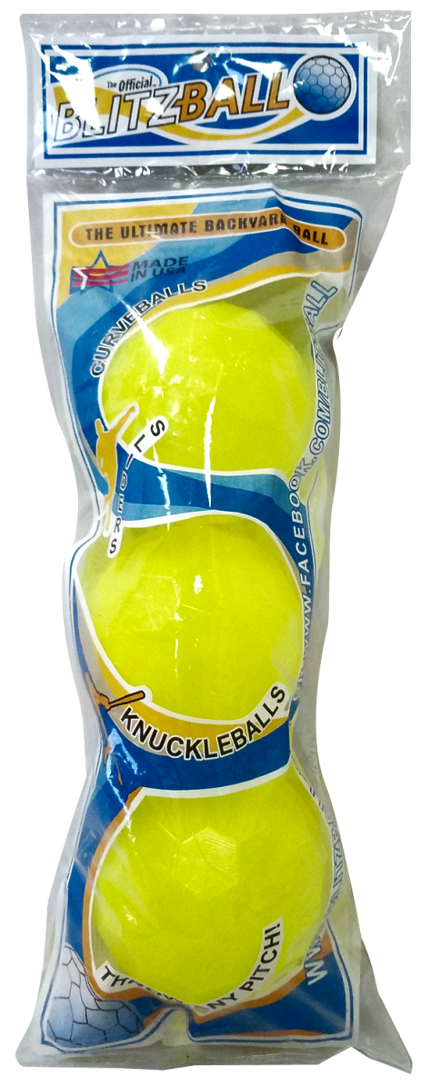 (2 pack) Blitzball 3‑Pack Yellow Blitzballs - Plastic Baseballs