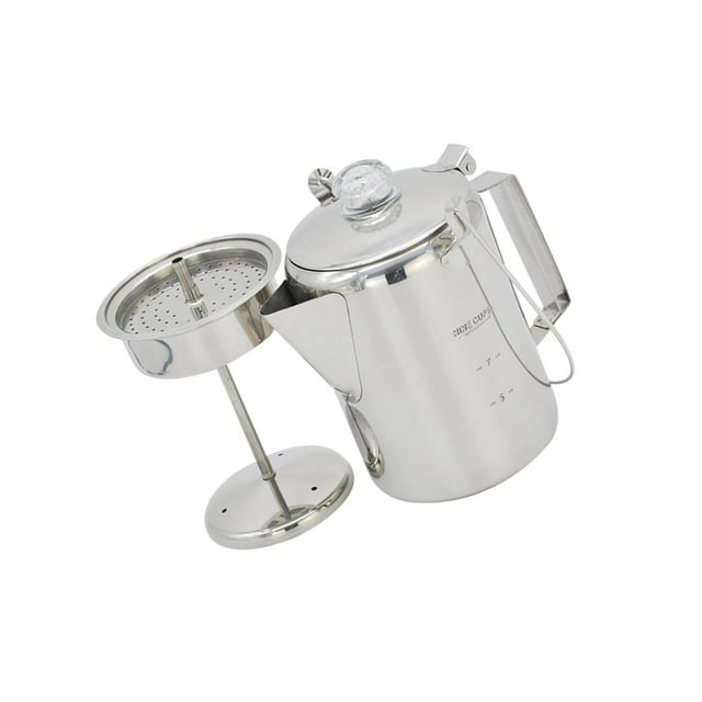 pitrice Cafetière Percolateur en Acier Inoxydable 9 Tasses pour Camping en Plein Air