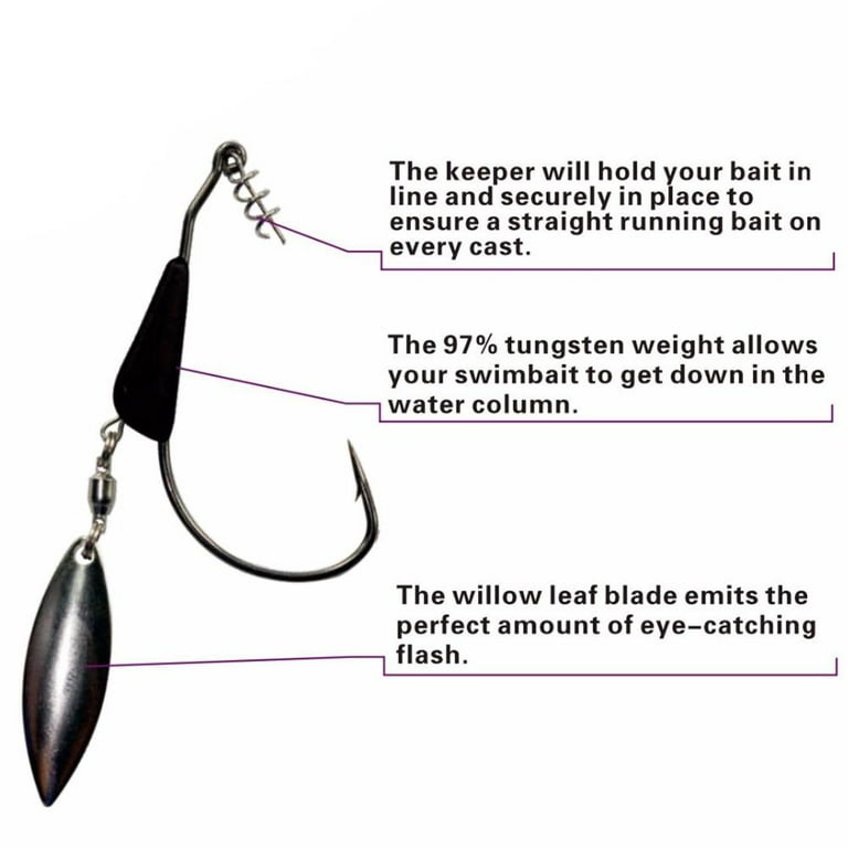 Reaction Tackle Bladed/Tungsten Weighted Swimbait Hooks (3-PACK) 