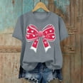 thumbnail image 6 of Spring Summer Date Night Wear – Women's Chic Printed Tee with Bow Design, Casual Short Sleeve Round Neck Top for Valentine's Day Theme Romantic Cute Outfits, 6 of 6