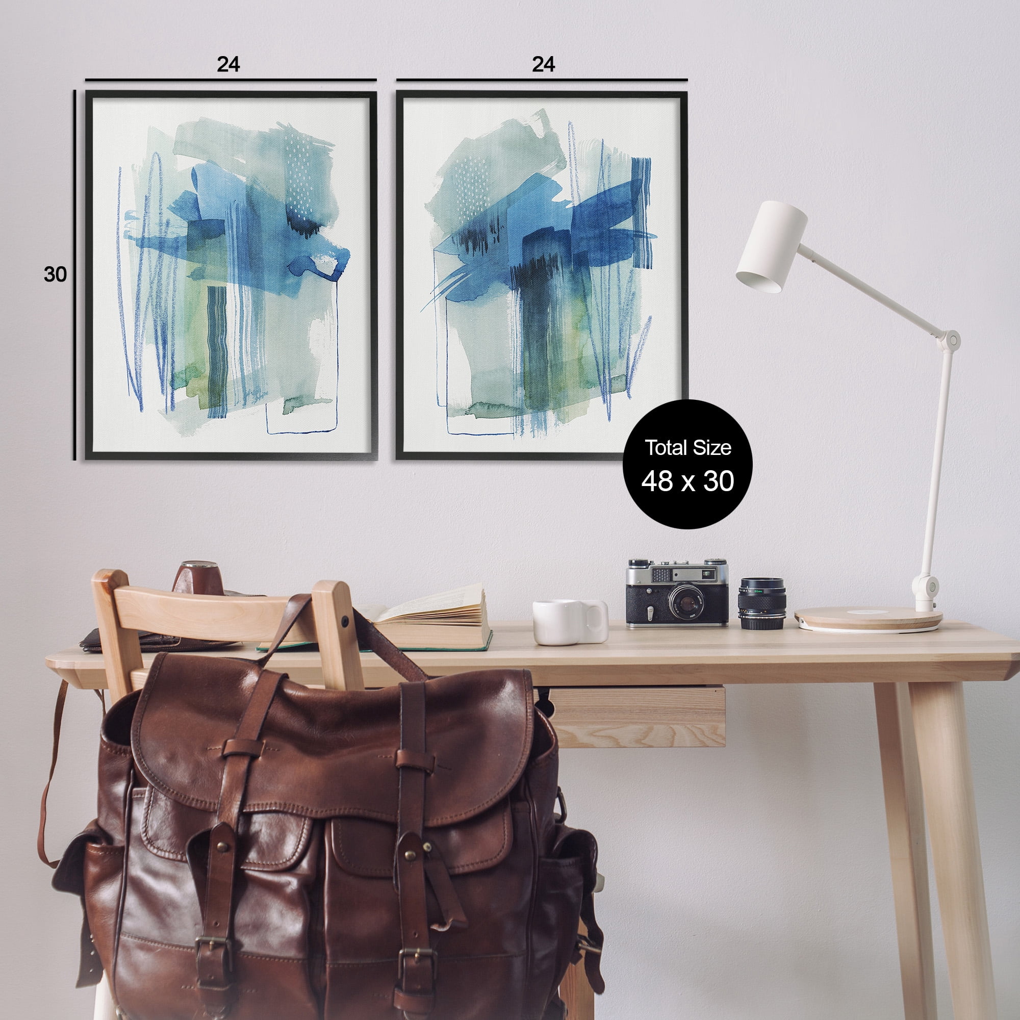 Stupell Industries Chaotic Brushed Watercolor Abstract Painting Black Framed Art Print Wall Art, 24 x 30, Set of 2