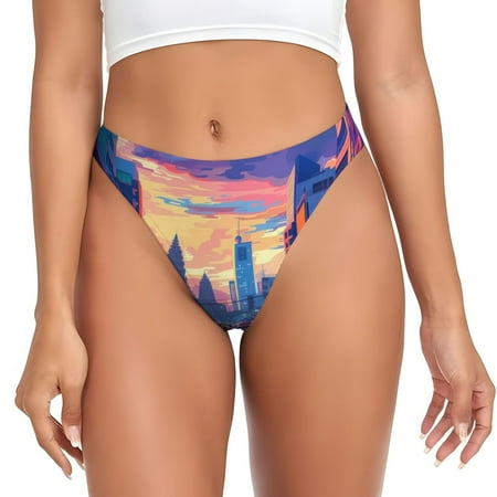 Sigee Taxi Colorful Town for Women s G-String Panty  Low Rise  Soft Lace Perfect for Everyday Wear or Special Occasions-XX-Large
