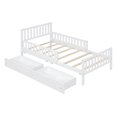 thumbnail image 3 of MODERNLUXE Wood Twin Size Platform Bed with 2 Storage Drawers and Guardrails,Farmhouse Bed Frame for Kids Teens Adults,White, 3 of 8