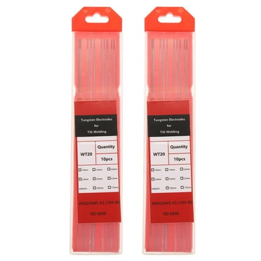 20pcs TIG Welding Tungsten Electrodes 0.04" x 7" WT20 ThO2 1.8-2.2%, Red