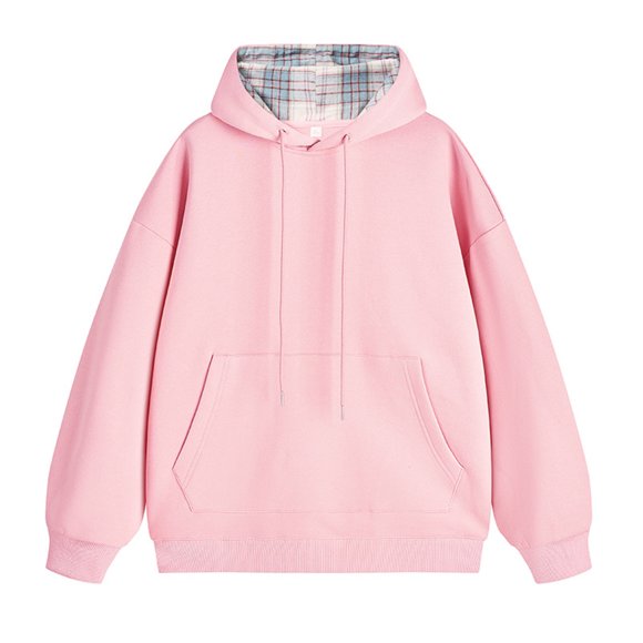 RXIRUCGD Men Casual Fashion Solid Long Sleeve Tops Blouse Hoodie Sweatshirts, Pink, Size: L